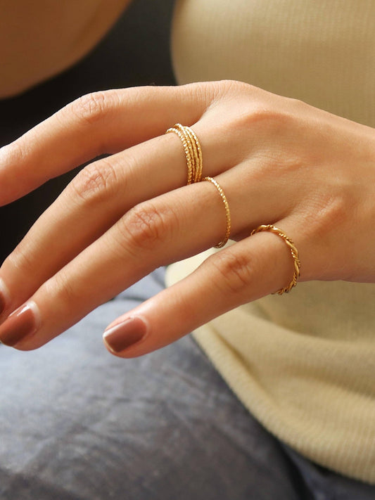 18K Non - Tarnish Minimalist Thin Braided Ring - Purpose + Passion Boutique