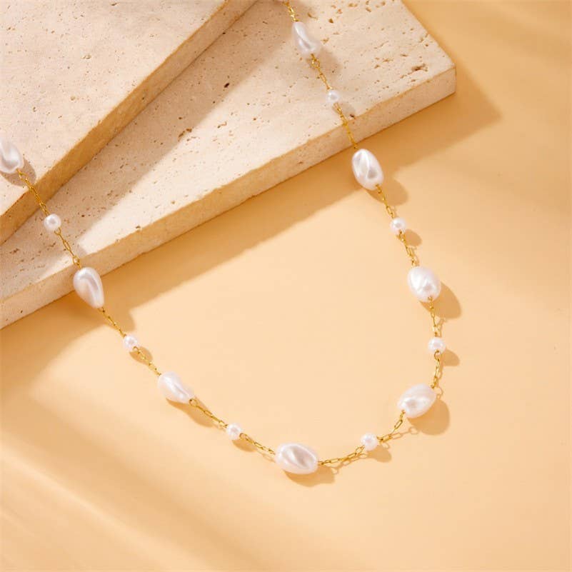 18K Stainless Steel Gold Pearl Necklace - Purpose + Passion Boutique
