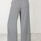 Black Stripe Drawstring Wide-Leg Shift Pants