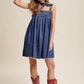 Denim Pleated Mini Dress