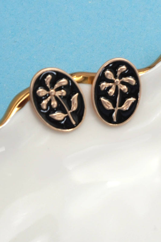 Flower Gold Edge Stud Earring