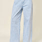 Light Denim Striped Straight Pants
