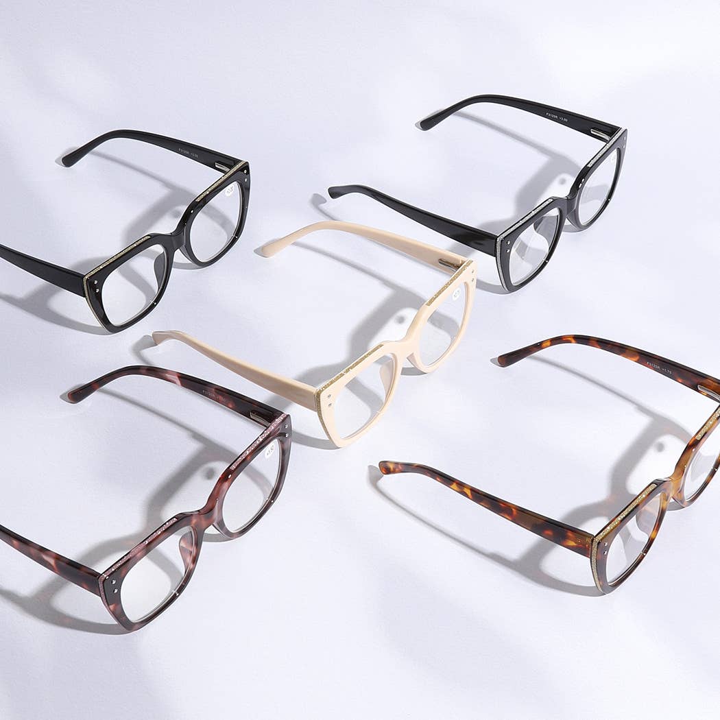 Wide Frame Glitter Side Reading Glasses