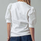 Ivory Puff Sleeve Henley Top