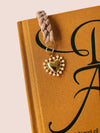 Pearl Heart Charm Rust Braided Bookmark
