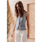 Button Up Washed Denim Vest With Scallop Edge