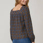 Brown Plaid Button Long Sleeve Blouse