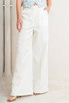 White Wide Leg Woven Side Pocket Pants