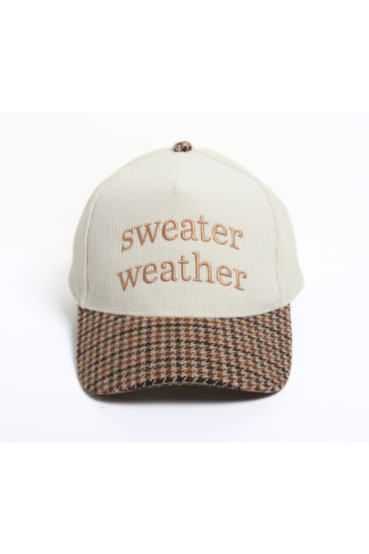 SWEATER WEATHER Embroidered Corduroy Cap