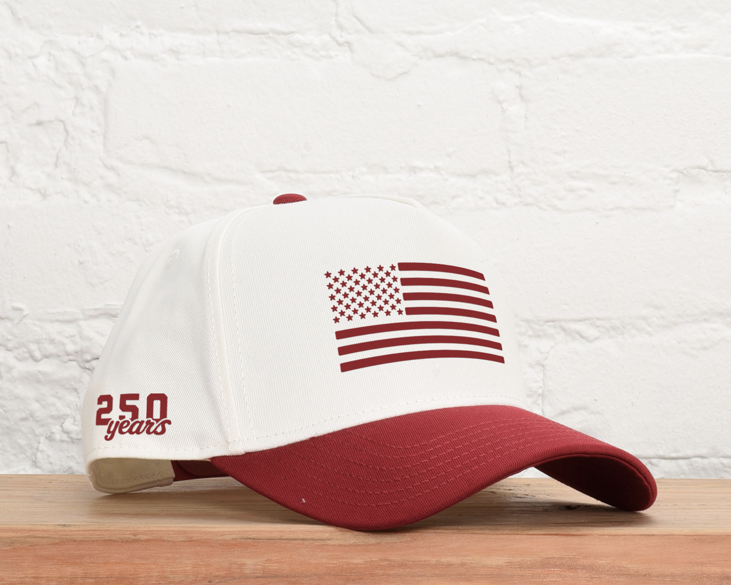 3D American Flag Natural / Cardinal Snapback