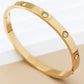 18K Gold Plated Hinge Faux Diamond Stainless Steel Bangle