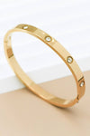 18K Gold Plated Hinge Faux Diamond Stainless Steel Bangle