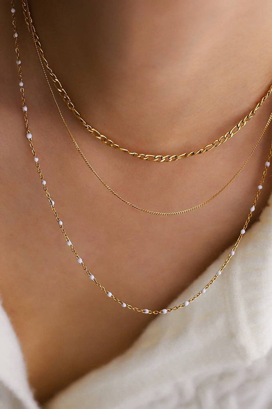 18K Gold Plated Waterproof Stainless Steel Layered Chain Necklace