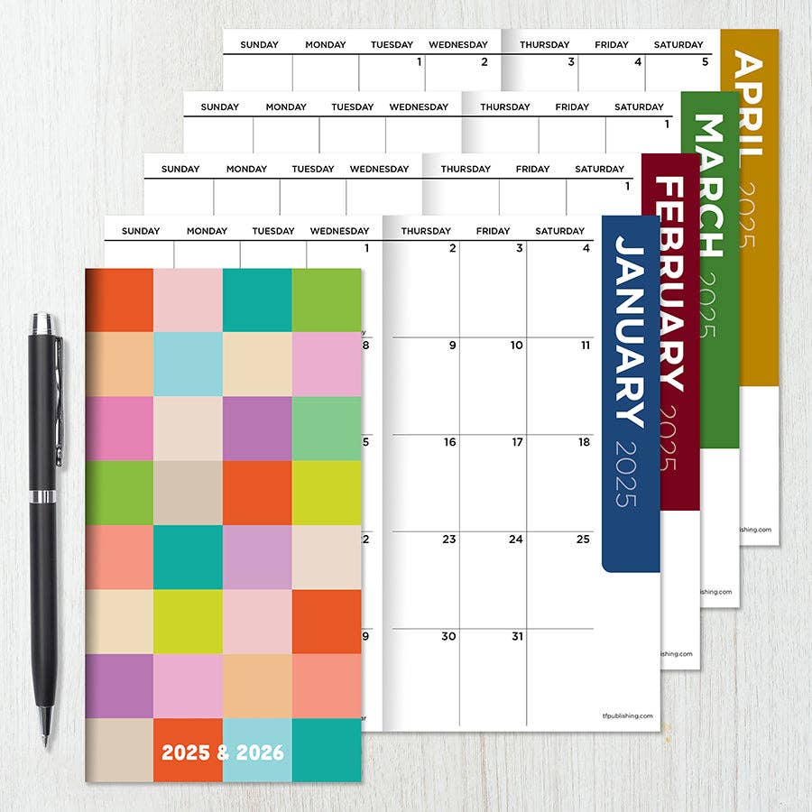 2025 - 2026 Check Your Colors Small Monthly Pocket Planner - Purpose + Passion Boutique