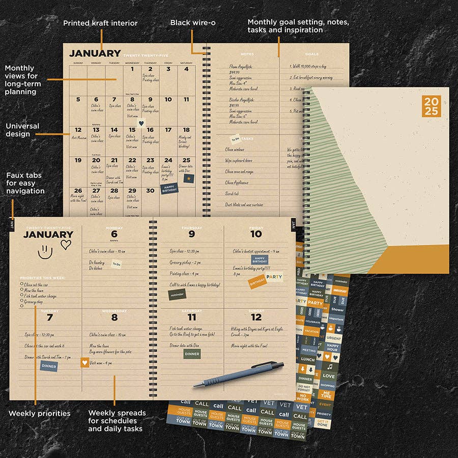 2025 Geometric Large Weekly Monthly Planner - Purpose + Passion Boutique