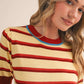 Lemon Sienna Striped Short Sleeve Sweater