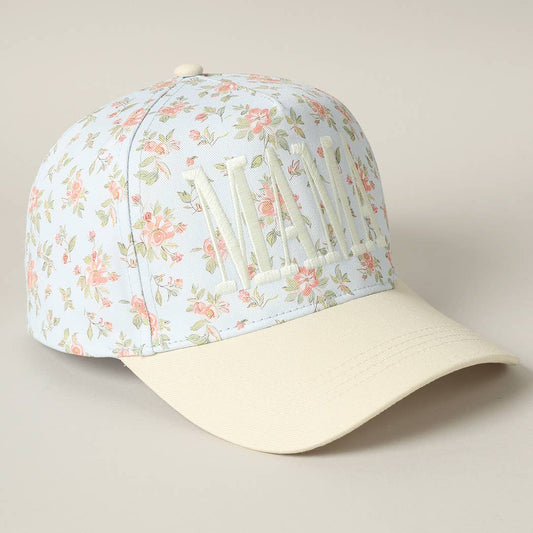 MAMA Embroidered Flower Pattern Trucker Hat