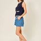 Medium Wash Mid Rise Flare Denim Shorts
