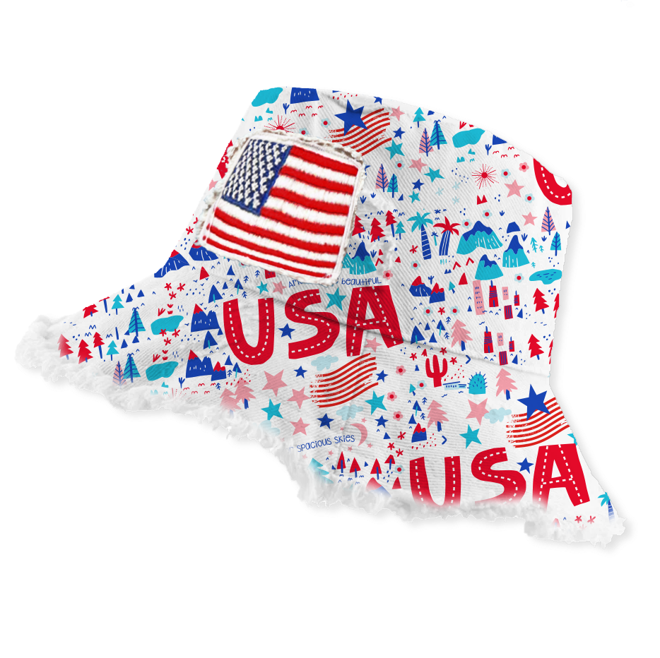USA America Patriotic Patch Bucket Hat