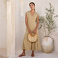 Brown Leather Square Cane Weave Rattan Handbag