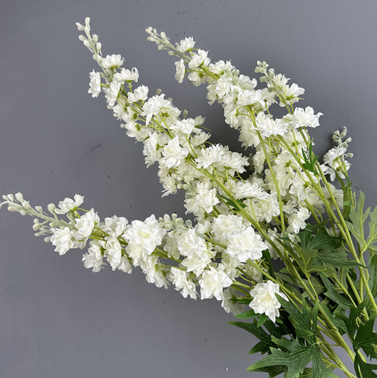 33''T White Silk Delphinium Flower Stem