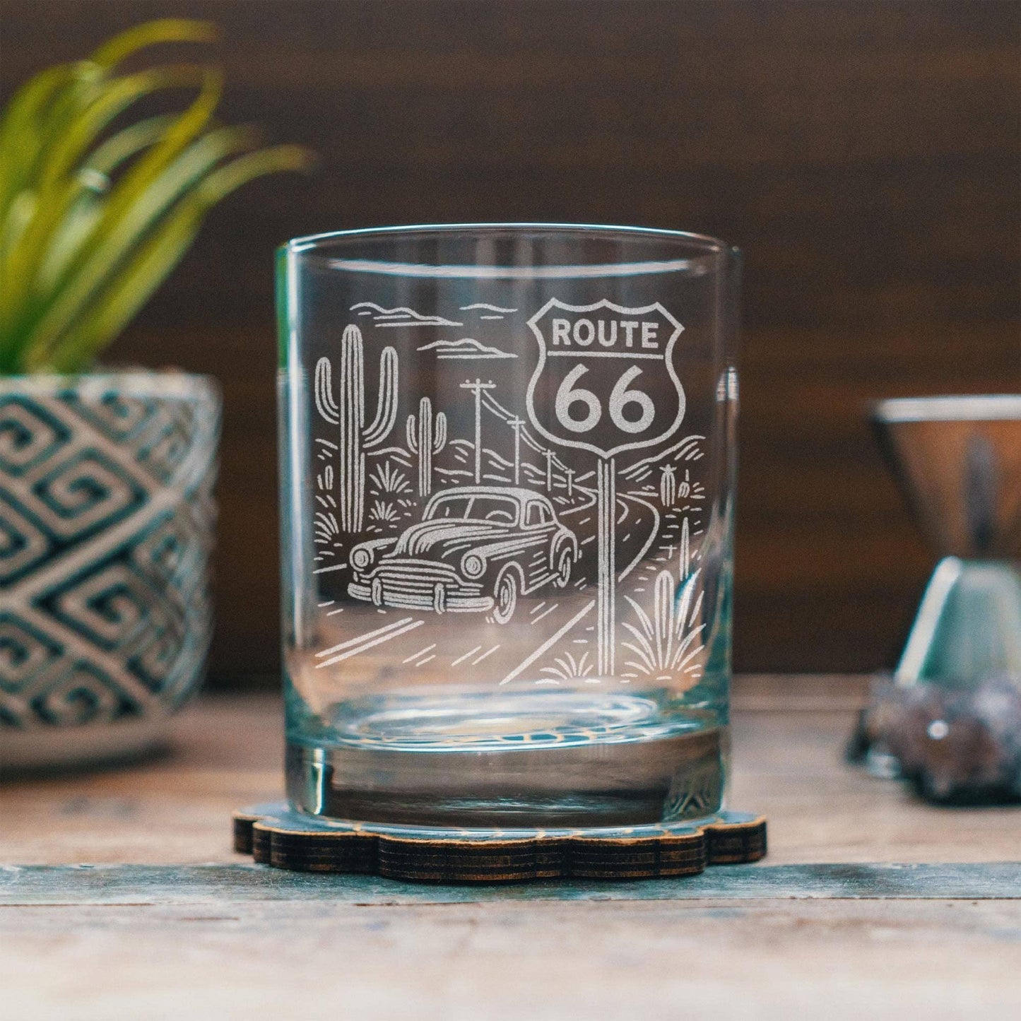 Route 66 Old Fashioned Glass