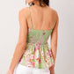 Sage Floral Tassel Bodice Top