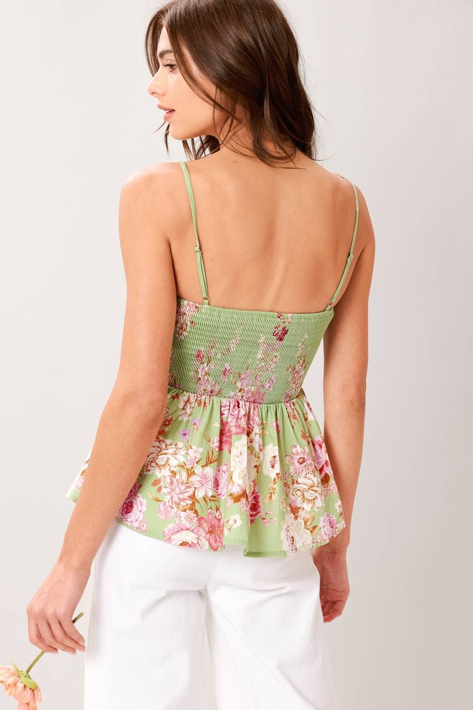 Sage Floral Tassel Bodice Top