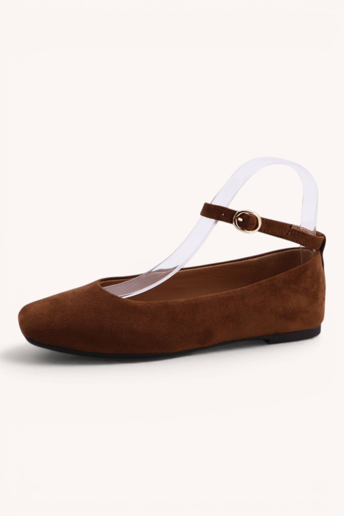 Ankle Strap Ballet Flats with Square Toe