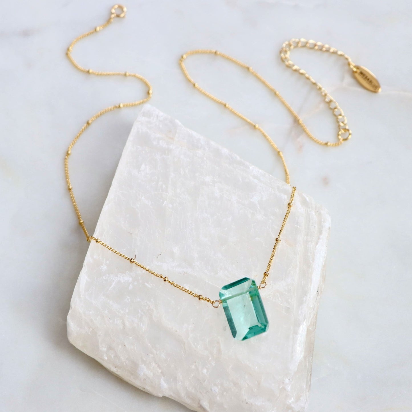 24k Gold Plated Aquamarine Quartz Necklace - Purpose + Passion Boutique