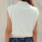 Ivory Sleeveless Mock Neck Wool Blend Knit Top