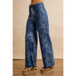 Vintage Floral Vine Print Wide Leg Jeans