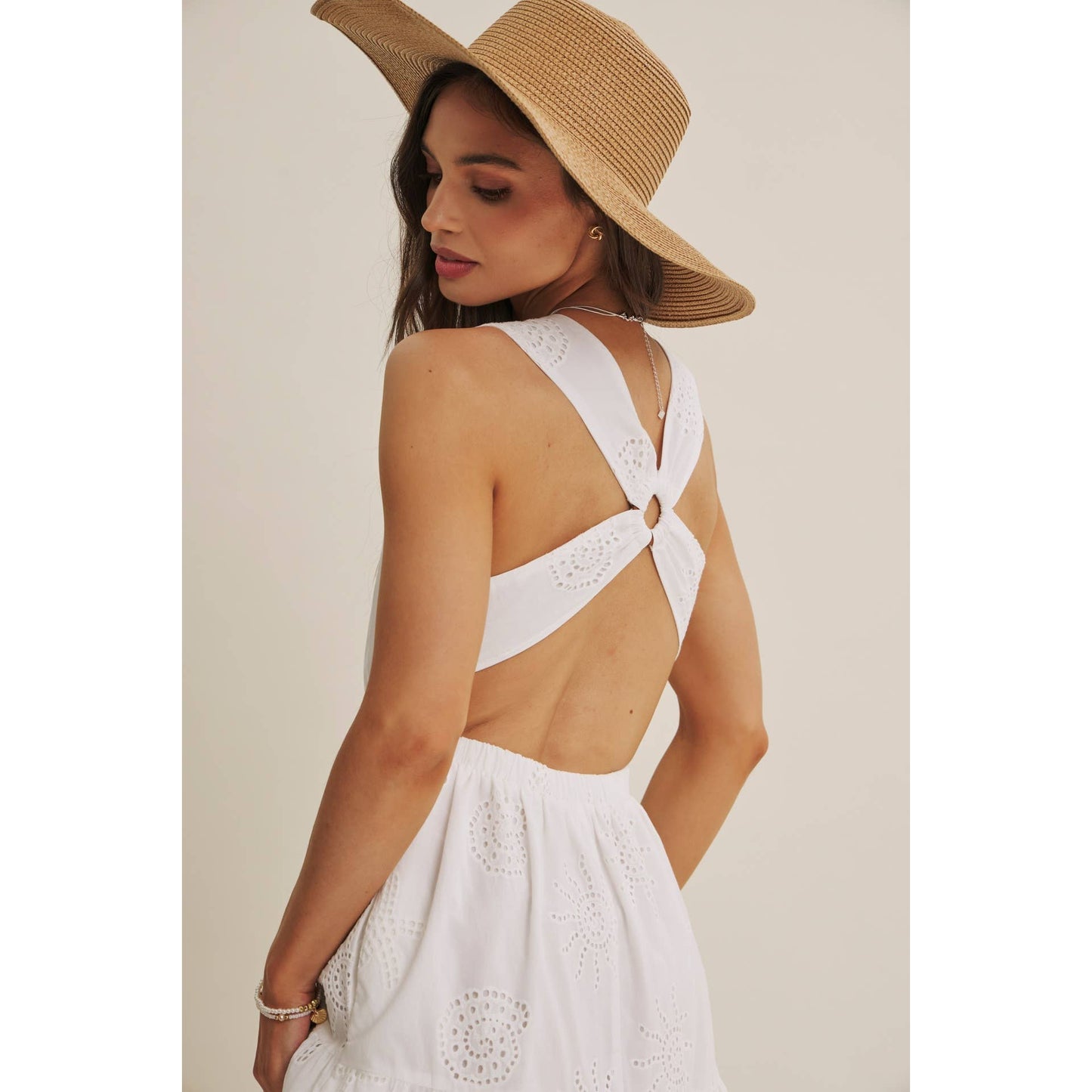 Sea Waves Off White Seashell Eyelet Dress