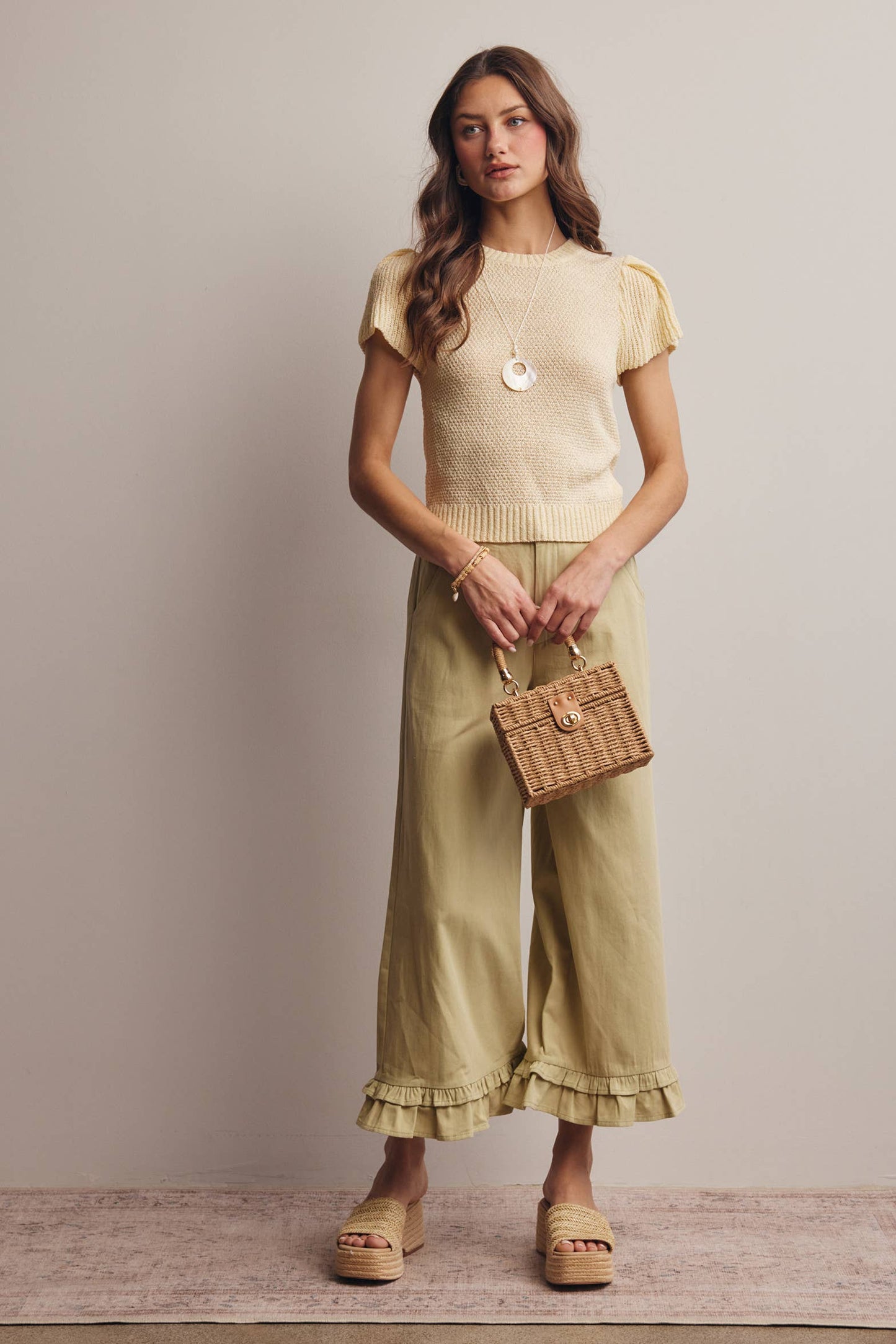 Puff Ivory Sleeve Textured Knit Top