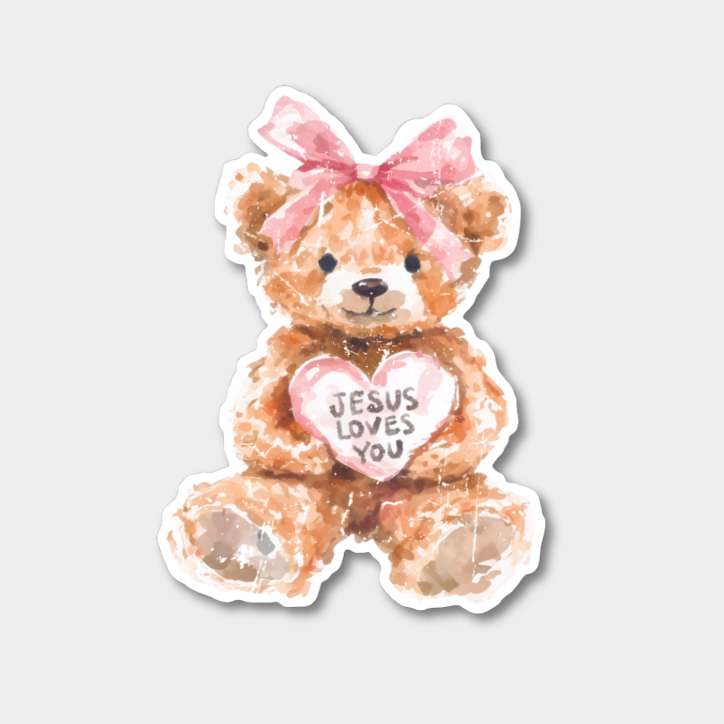 Jesus Loves You Teddy Bear Sticker
