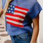Flag Graphic Short Sleeve Sky Blue Sweater