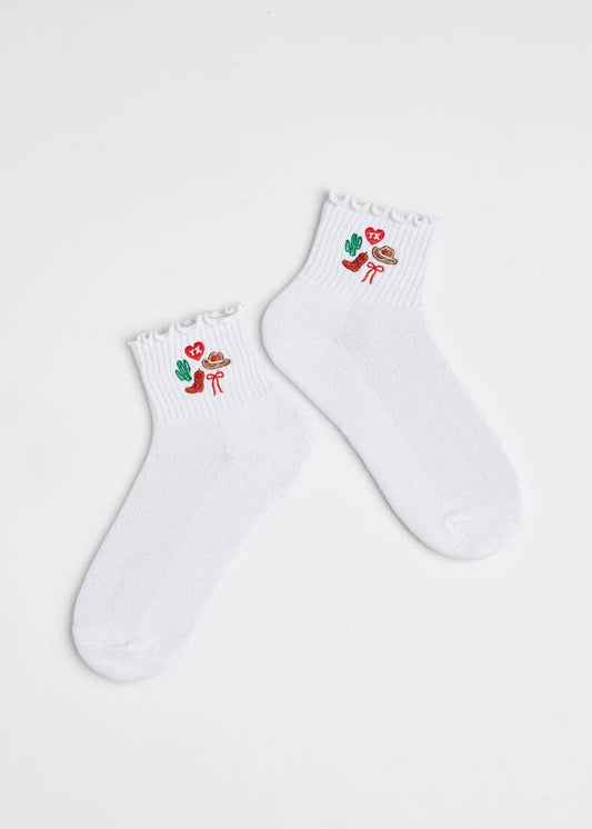 Texas Icons Ruffle Sock