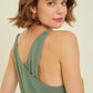 Green Vintage Washed Twisted Back Cami Tank
