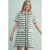 White/Black Striped Sweater Mini Dress