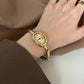 Trendy Oval Dial Gold Quartz Wrist Watch