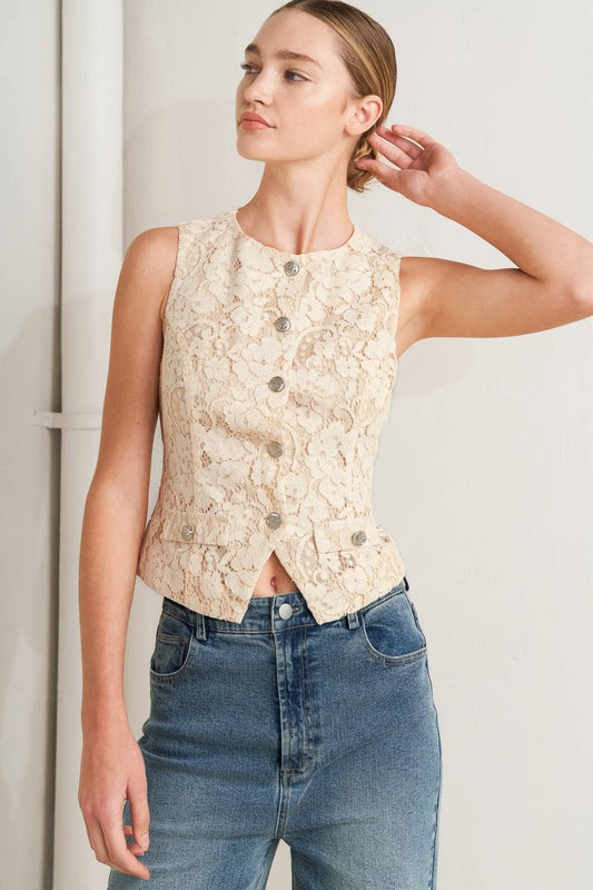 Light Peach Woven Vest