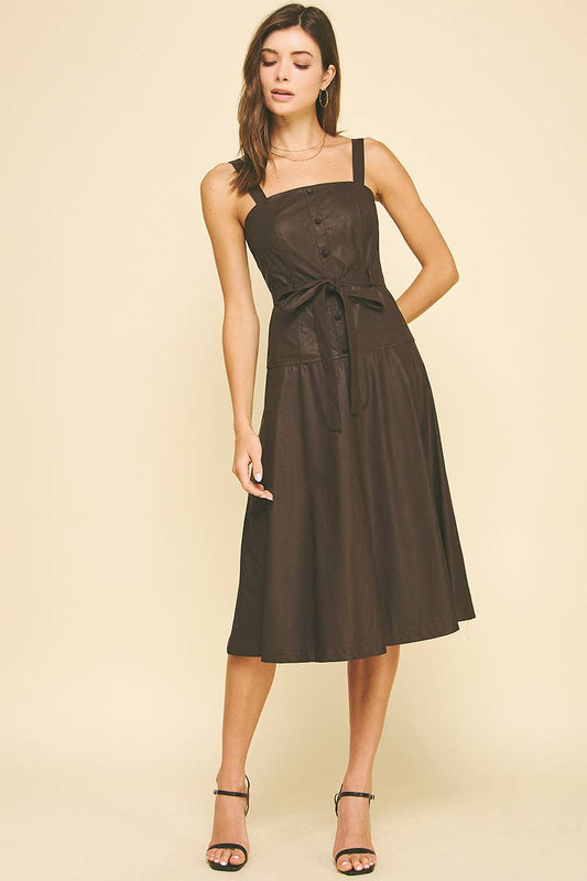 Faux Leather Button Down Dress