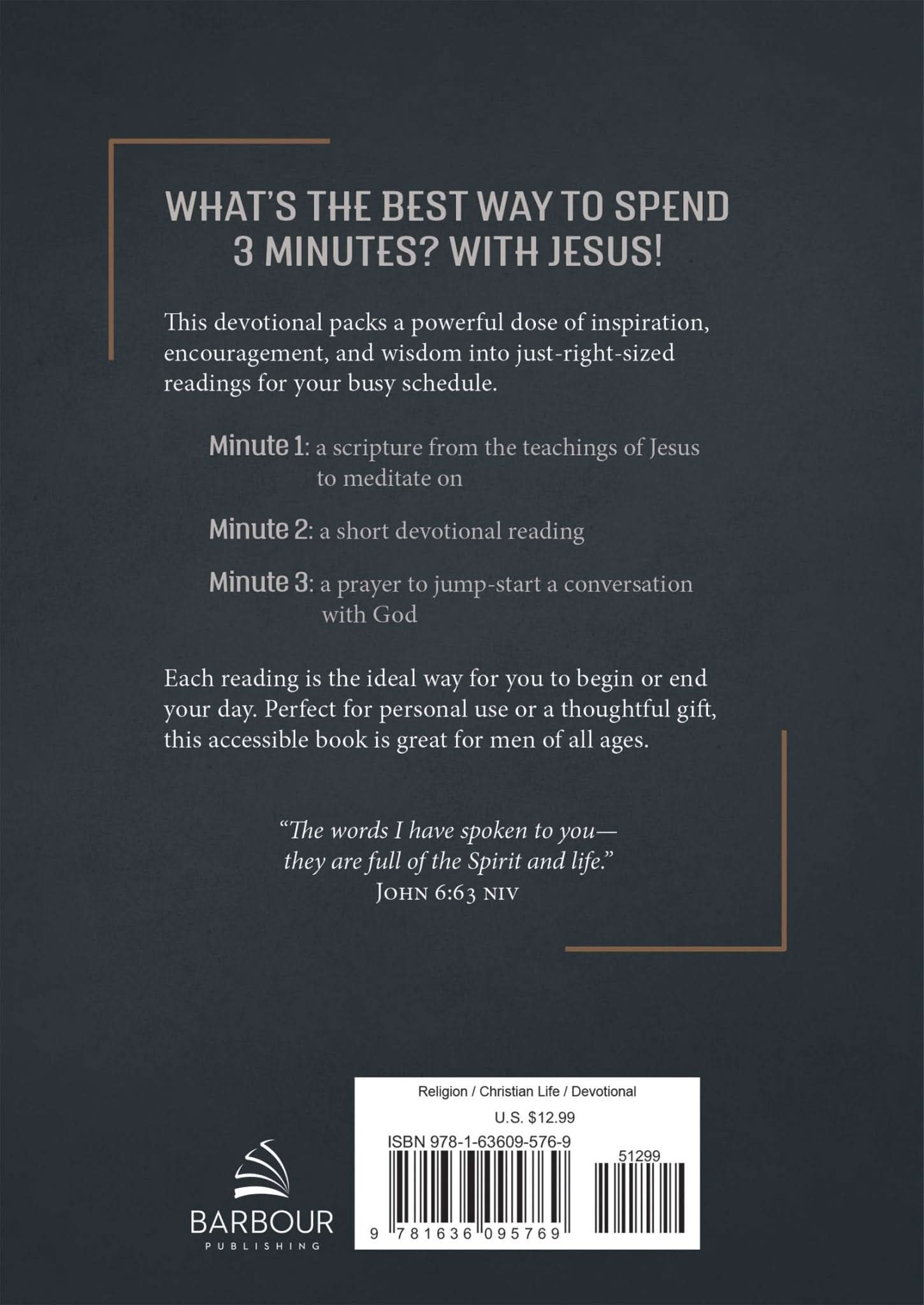 3 Minutes with Jesus: 180 Devotions for Men - Purpose + Passion Boutique