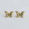 Olive Green Cubic Zirconia Butterfly Earrings