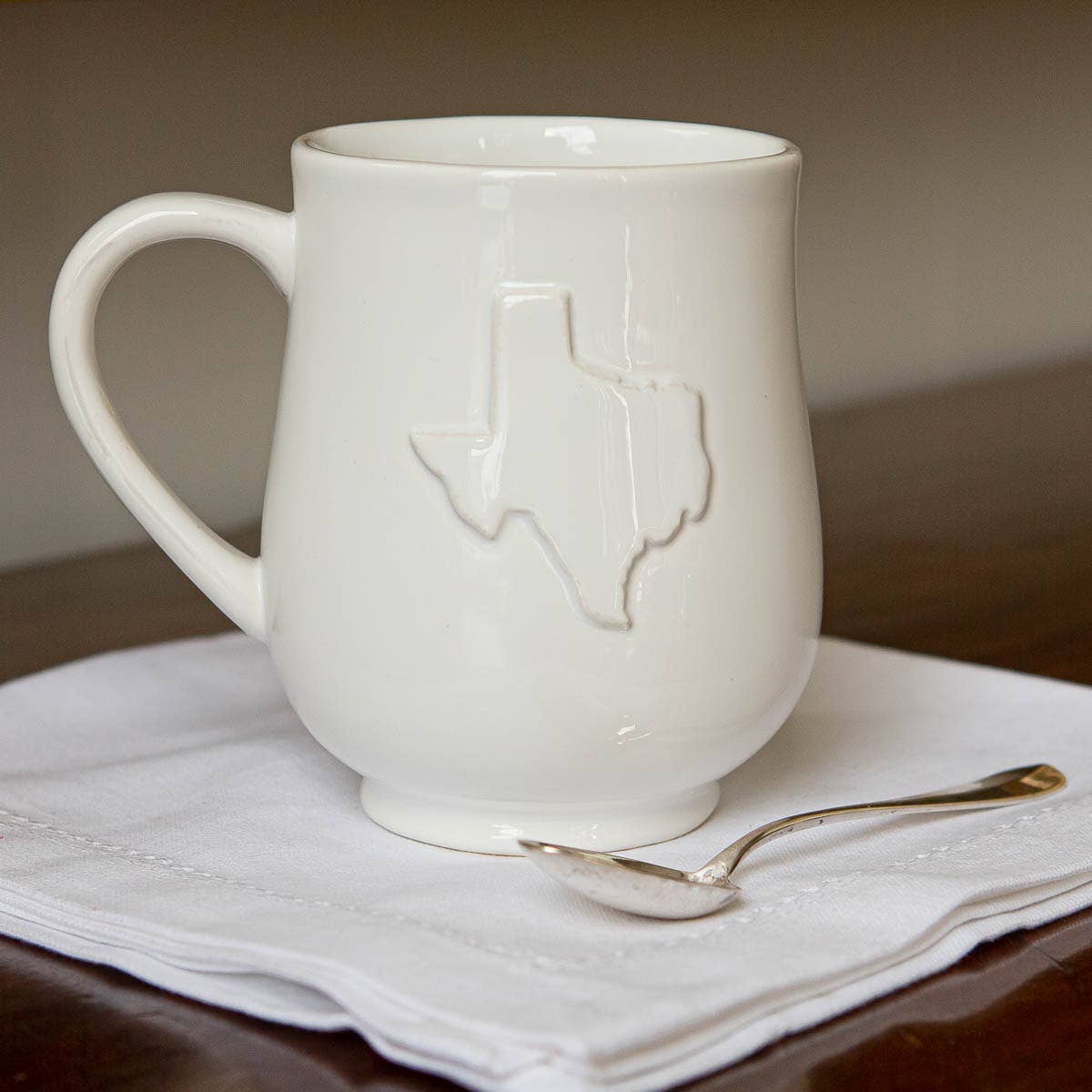 Texas White Embossed Coffee Mug