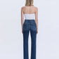 High Rise Full Length Dark Wash Straight Jeans