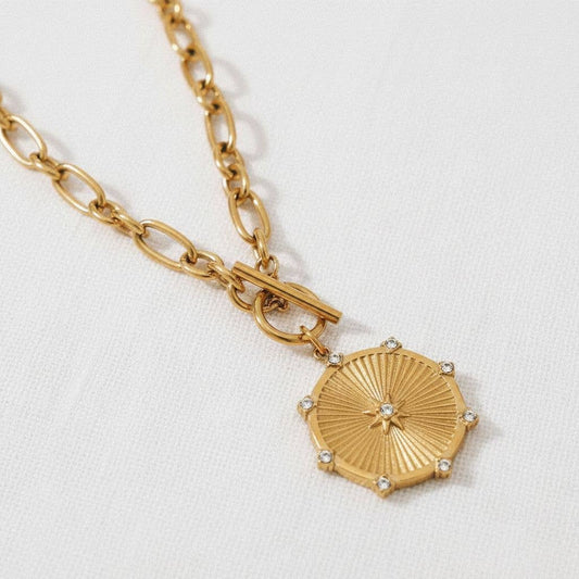 Gold Starburst Pendant Necklace
