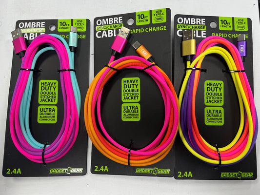 Charging Cable USB to USB-C Ombre 10 ft