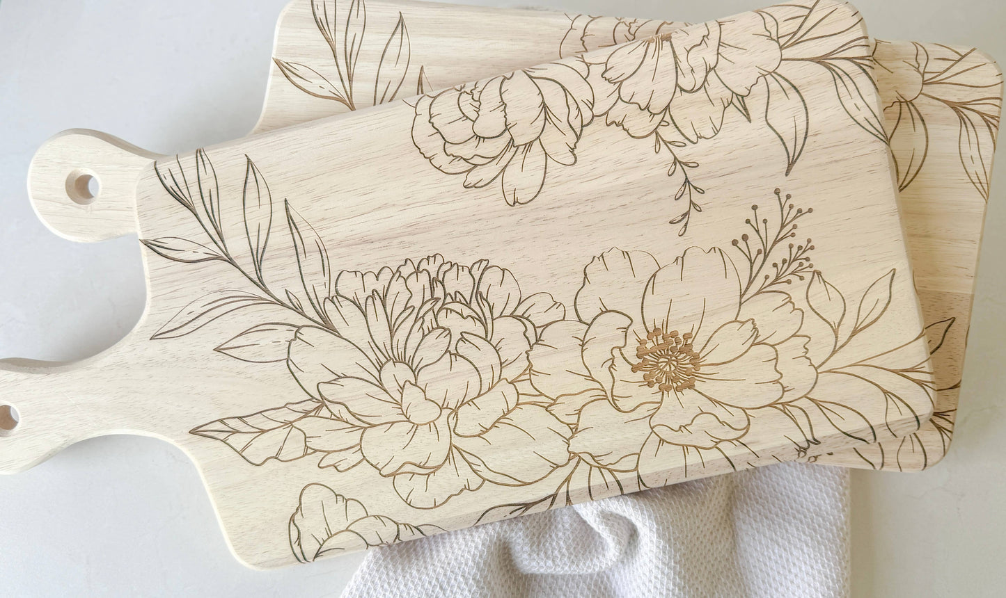 Floral Engraved Serving Board 18"