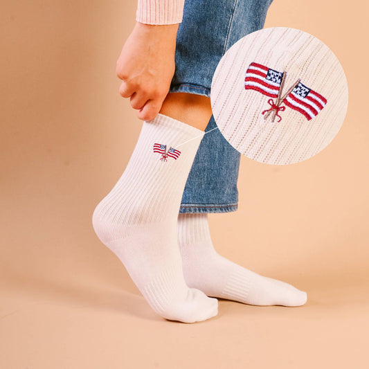 American Flags: Embroidered Crew Socks